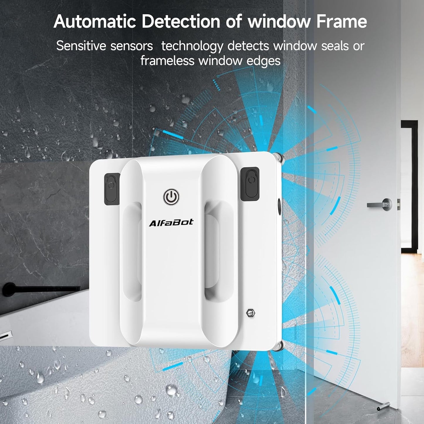 Window Cleaning Robot, Dual Nozzles with Ultrasonic Spray, 5000Pa Window Cleaner Robot with Edge Detection, 3 Intelligent Path Planning, Anti-Slipping System