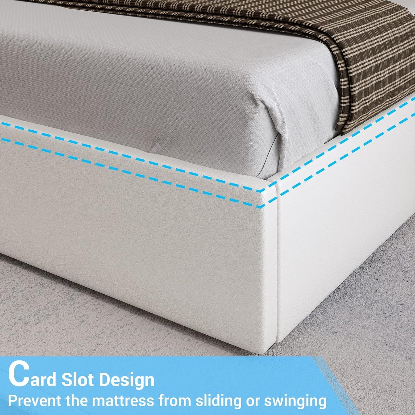 Queen Bed Frame with 4 Storage Drawers and LED Lights, Faux Leather Upholstered Platform Bed Frame Queen Size with USB Ports & Adjustable LED Headboard, No Box Spring Needed, Noise Free, White