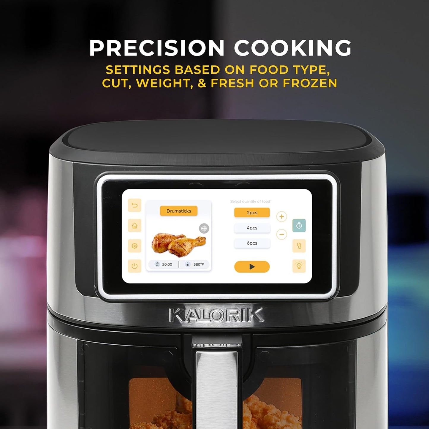 Air Fryer VIVID TOUCH Series 5 Quart Capacity with High-Resolution Touchscreen 202 Cooking Presets in 12 Food Categories with View Window, 1500-Watts, Stainless Steel