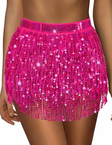 Sequin Skirt Sparkly Skirt Belly Dance Skirt Glitter Skirt Rave Sparkle Skirt Sequin Tassel Skirt Fringe Hip Scarf Women