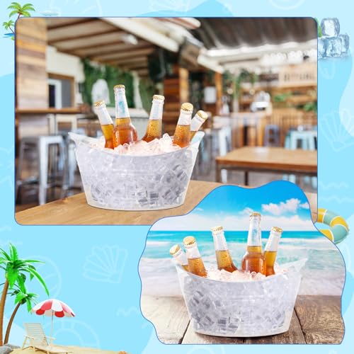 Patelai 6 Pcs Ice Buckets Bulk, Plastic Ice Buckets with Handles, Oval Storage Tub, Large Capacity Drink Tub for Party Bar...