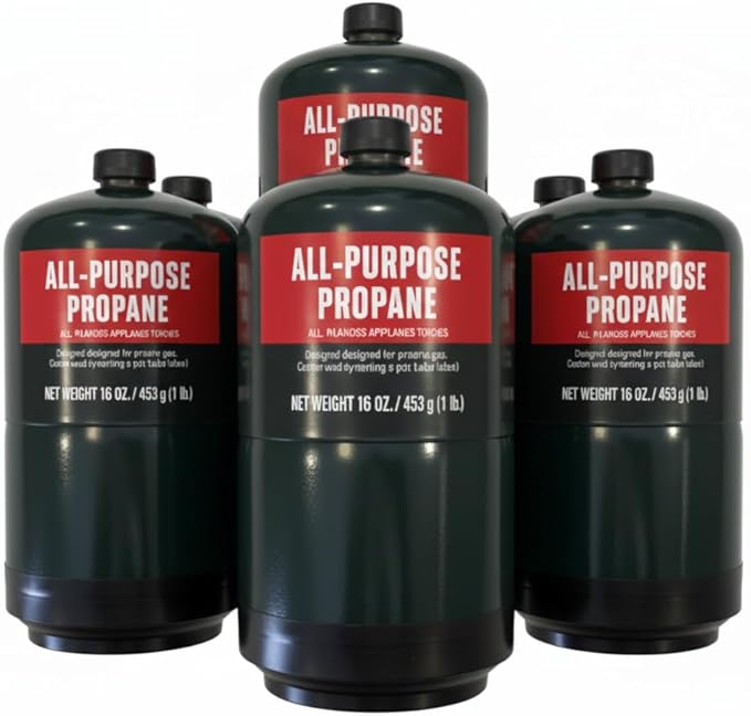 Propane Replacement Fuel Cylinders Camping- 16 Oz (6 Pack) Factory Pre-filled and Ready to Use
