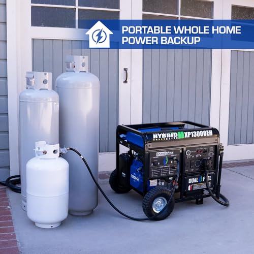 DuroMax XP13000EH 13,000-Watt Dual Fuel Portable Generator - Gas & Propane, Electric Start, Whole Home Backup Power, Trans...