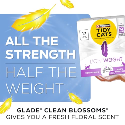 Purina Tidy Cats LightWeight With Glade Clean Blossoms Multi-Cat, Clumping, Low Dust, Scented Cat litter - 17 lb. Box