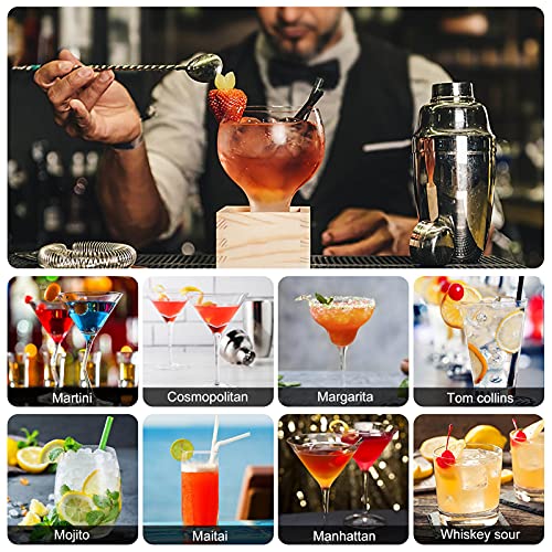 LIVEHITOP Cocktail Shaker Set, Stainless Steel Bartending Kit with 25 oz Martini Shaker, Jigger, Strainer, Mixing Spoon, M...