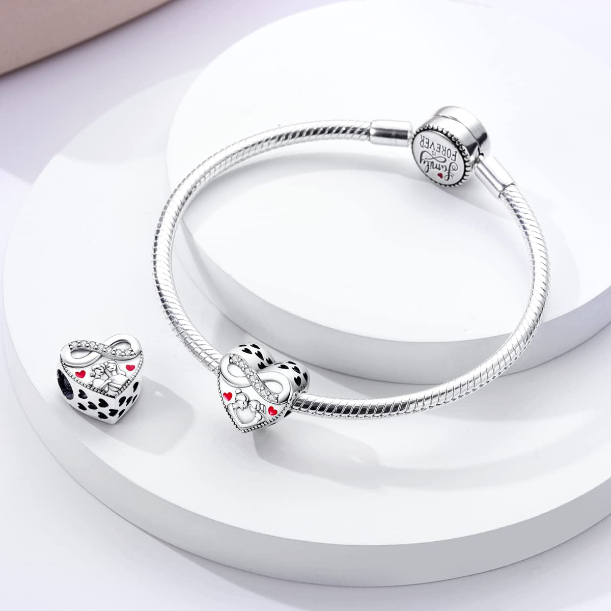 Parmuz 925 Sterling Silver Charm for Bracelets Dog Evil Eye Travel Love Mom Dangle Charms for European Bracelets Necklace Pendan