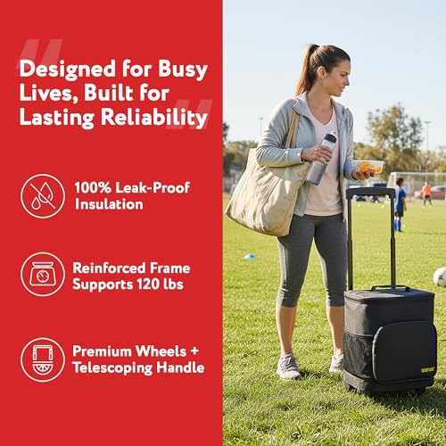 Ultra Compact Cooler Smart Cart with Wheels - Collapsible Insulated Cooler Bag - Foldable Travel Cooler 36 Cans - Leak Pro...