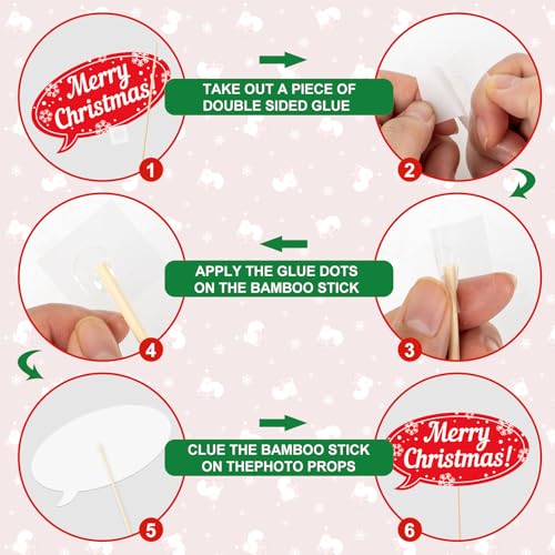 32 Pcs Christmas Photo Booth Props Kit - Merry Christmas Photo Props for Photography, DIY Fun Xmas Photobooth Photoshoot P...