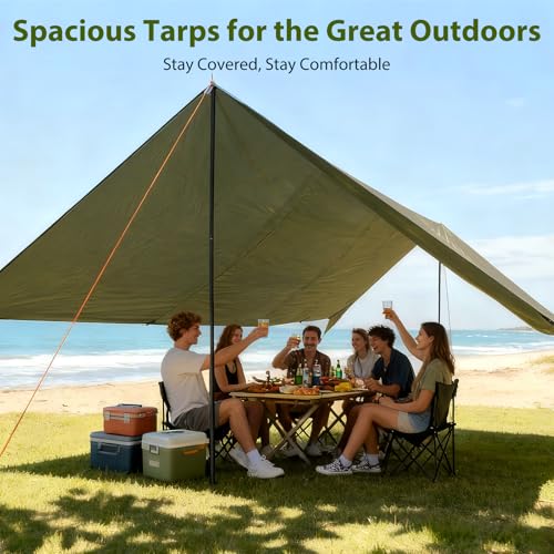 GEERTOP 17 × 10 ft Large Camping Tent Tarp Outdoor Waterproof Flame Retardant Hammock Rain Fly Backpacking Tent Tarp Shelt...