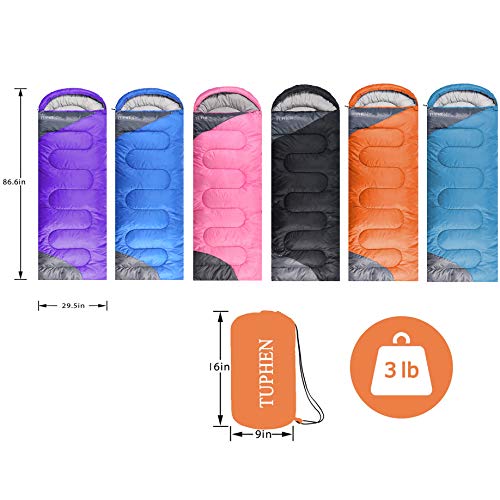 tuphen- Sleeping Bags for Adults Kids Boys Girls Backpacking Hiking Camping Microfiber Liner, Cold Warm Weather 4 Seasons ...