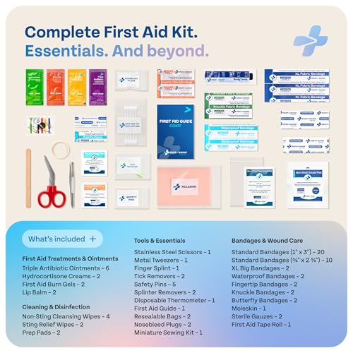 Keep Going Travel First Aid Kit Bundle of 2 Kits, First Aid Kit for Car, Home, Dorm, & Boat with Latex-Free Bandages – Tra...