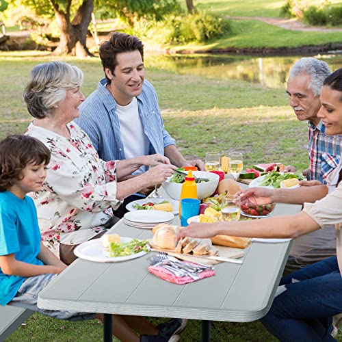 Giantex Folding Picnic Table Bench Set, Outdoor Dining Table Set, Large Camping Table for Patio Lawn Garden Poolside, Port...
