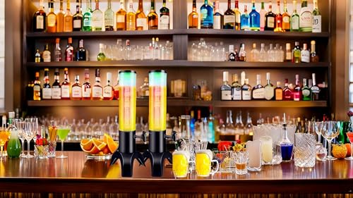 2PCS Drink Tower: 1.5L/50oz Mimosa Tower Dispenser with Ice Tube and LED Light, 1.58 Qt Tabletop Beer Dispense for Bars Pa...