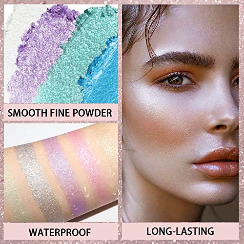 8 Color Face Cheek Highlighter Makeup Palette Shimmer Glitter Iridescent Multichrome Holographic Eyeshadow Palette Purple ...