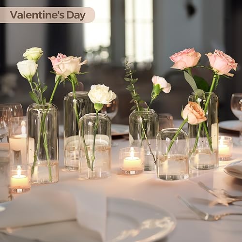 ComSaf Small Flower Vase Set of 12, Glass Bud Vases in Bulk, Clear Vases for Flower, Decor Centerpiece for Bathroom, Decor...