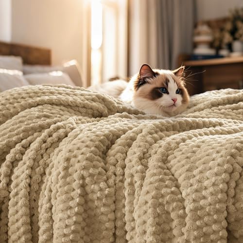 PHF Ultra Soft Flannel Fleece Blanket Queen Size, Lightweight 3D Jacquard Fleece Blanket, No Shedding, No Pilling, Luxury ...