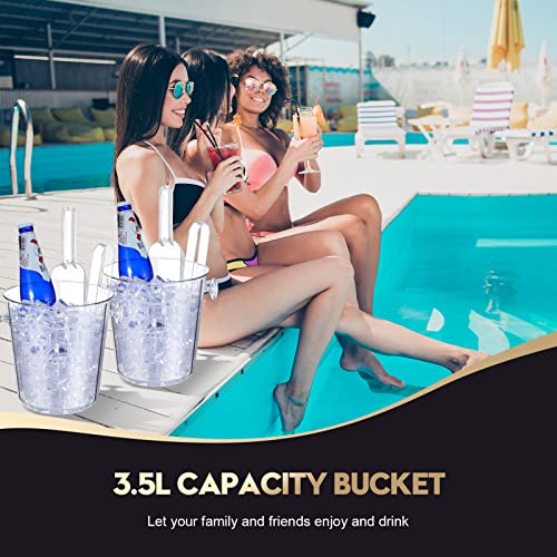 Irenare Acrylic Ice Buckets for Parties 3.5 L Plastic Clear Wine Bucket with Plastic Scoop and Tongs Bottle Drink Cooler B...