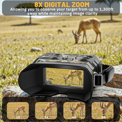 WOSPORTS 4K Night Vision Goggles with 36MP Photo, 1300FT Range, Built-in Flashlight & Compass, 5000mAh Battery, Supports 2...