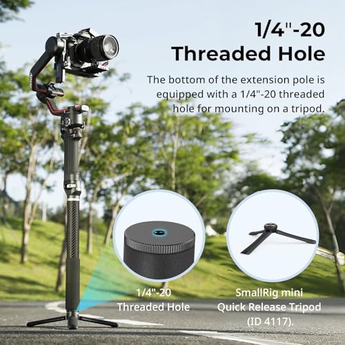SmallRig Gimbal Extension Pole, 15" / 37cm Carbon Fiber Stabilizer Extension Arm with Anti-Deflection Baffle and 1/4-20" S...