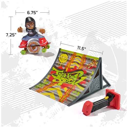 Tech Deck Shred N' Blast Sk8board, Motorized Finger Skateboard Toy with Rider & Ramp for Fast Tricks & High Jumps, Kids Toys for Boys and Girls Ages 6 & Up