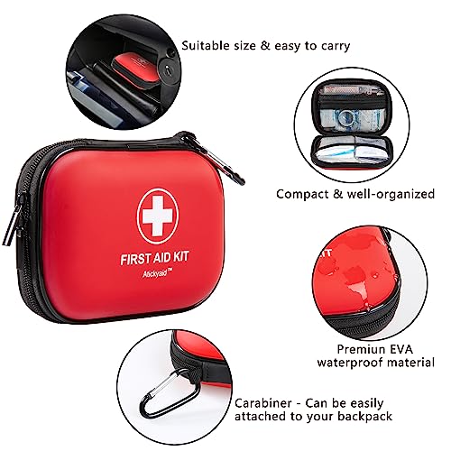 Mini First Aid Kit - 120 Piece Small Waterproof Hard Shell Medical Kit for Car, Home, Office, Travel, Camping, Sports, Out...