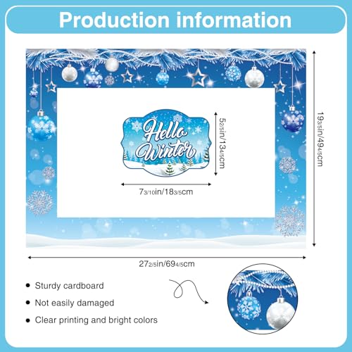 Biswiter Winter Photo Booth Props, 26Pcs Winter Wonderland Photo Booth Props with Frame, Winter Wonderland Party Decoratio...