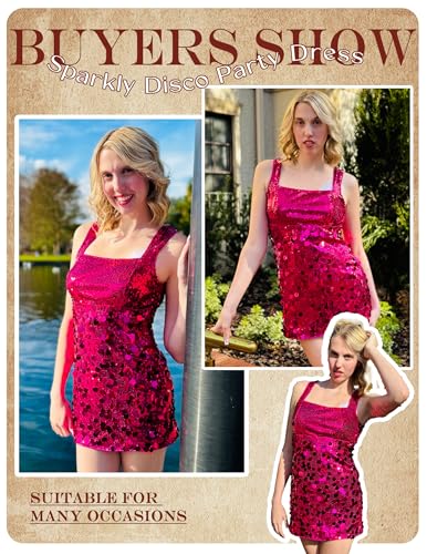 Wedtrend Sequin Dress for Women Short Sparkly Dresses 80s Disco Party Dress Cocktail Glitter Homecoming Dresses for Teens