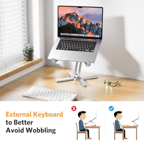 OMOTON 360° Rotating Laptop Stand Riser for Desk, Ergonomic Foldable Computer Stand Adjustable Height Angles for Collabora...