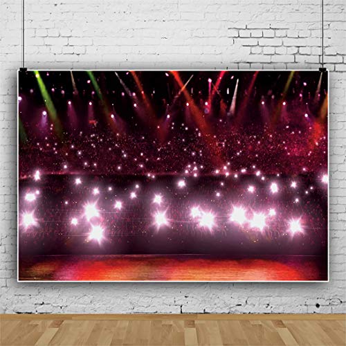 OERJU 5x3ft Stage Vocal Concert Backdrop Night Spotlights Show Entertainment Dis-co Party Club Spotlight Lights Background...