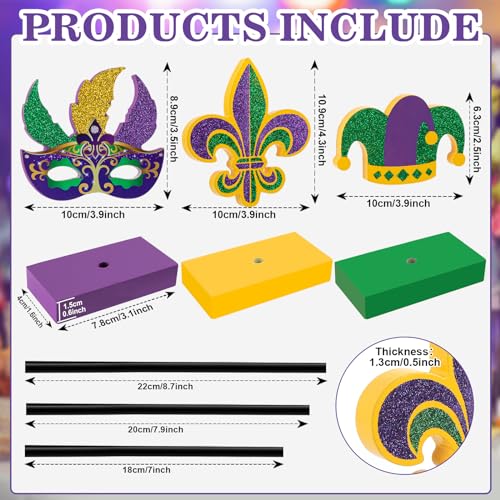 Hedeey 3 Pieces Mardi Gras Tiered Tray Decor Wood Set, Glitter Mardi Gras Table Decor,Rustic Mardi Gras Table Decorations ...