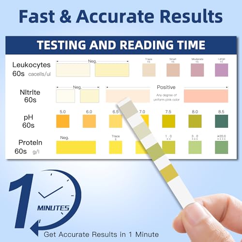 4-in-1 UTI Test Strips, 50ct Full Panel Urinary Tract Infection Test Kit at Home for Women Men Kids, Urinalysis Leukocyte...