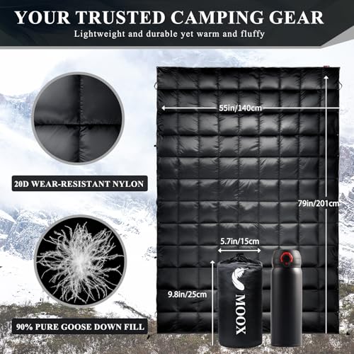 MOOX Down Camping Blanket Packable Backpacking Camping Quilt Outdoor Lightweight Warm Water Resistant Puffy Sleeping Bag T...