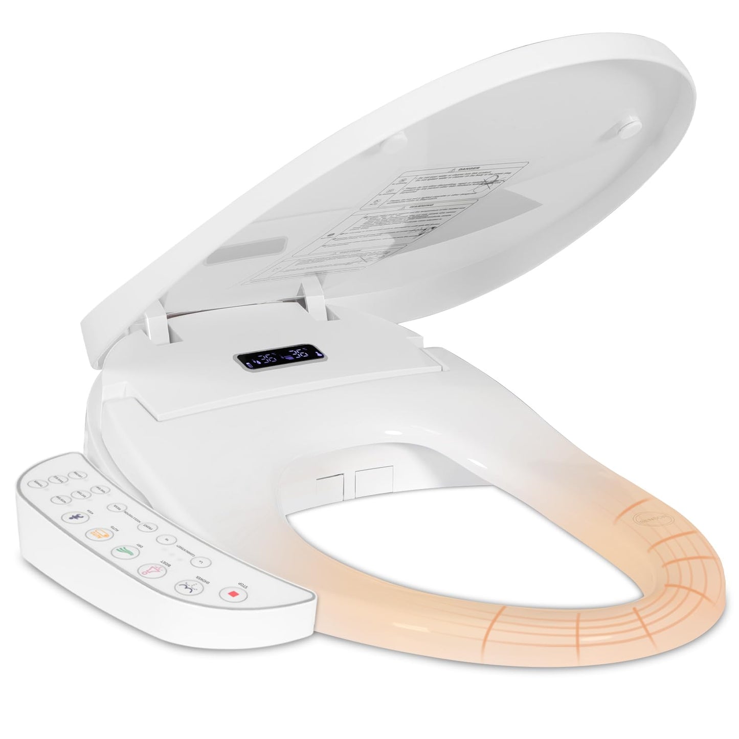 KioGro Electric Heated Bidet Toilet Seat with Touch Panel, Warm Water Wash, Self-Cleaning Nozzle, Warm Air Dryer, Deodorizer, Soft-Close Lid, LED Display & Night Light, Easy Install, Elongated