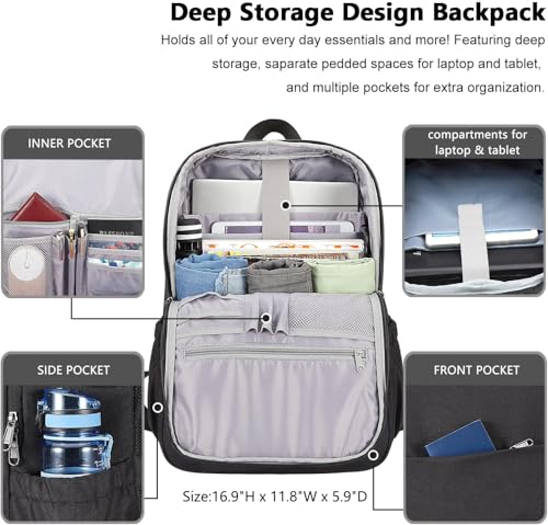 MAXTOP Deep Storage Laptop Backpack with USB Charging Port[Water Resistant] College Computer Bookbag Fits 15 Inch Laptop B...