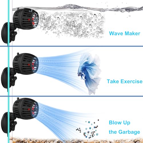 Carefree Fish Aquarium DC12V 10W Wave Maker 4 Level Adjustable Flow Rate Powerhead 1500Gph Wave Pump for 10~60Gal Freshwat...