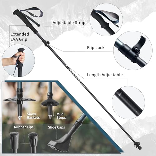 Naturehike Collapsible Hiking & Trekking Poles, 2 PC Adjustable Lightweight Aircraft Aluminum Trekking Poles