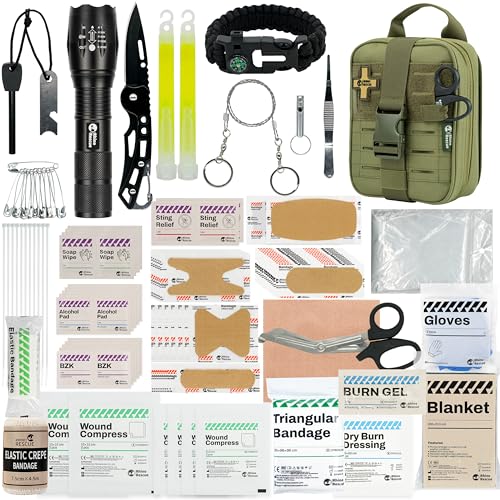 RHINO RESCUE Survival First Aid Kit, HSA/FSA Eligible, Emergency Kit Molle Pouch IFAK Medical Kit for Vehicles Car Camping...