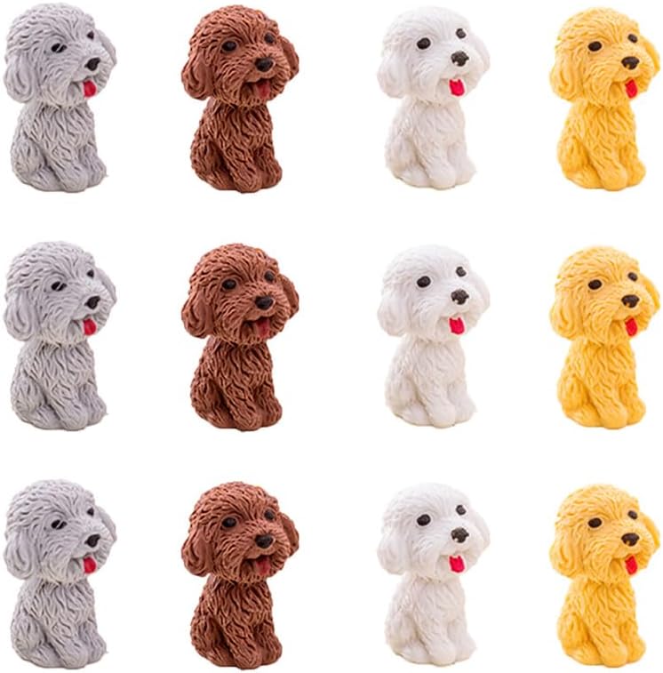 36 Pcs Pencil Eraser Set, 3D Cute Erasers for Kids, Children's Gifts, Party Favor, Classroom School Rewards (Dog)