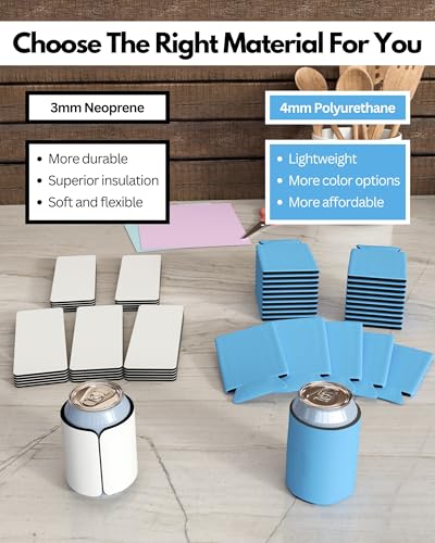 PartyPrints 25 Pack White Blank Slap Wrap Neoprene Can Cooler Sleeves, Customizable Bulk Sublimation Slap Can Coolers, Ext...