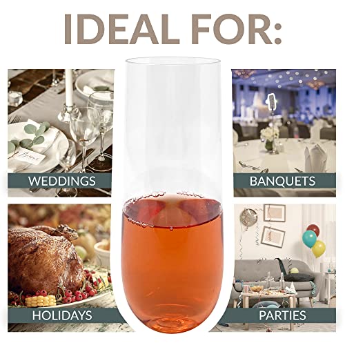 Reli. Champagne Flutes Plastic | 25 Pack | 9 oz - Clear | Stemless Premium Plastic Champagne Flutes | Party-Perfect for Ce...