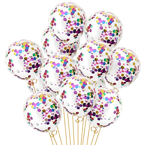 Confetti Balloons 40pack, 12inch Transparent Party Balloons with Colorful Confetti for Graduation Party Wedding Baby Showe...
