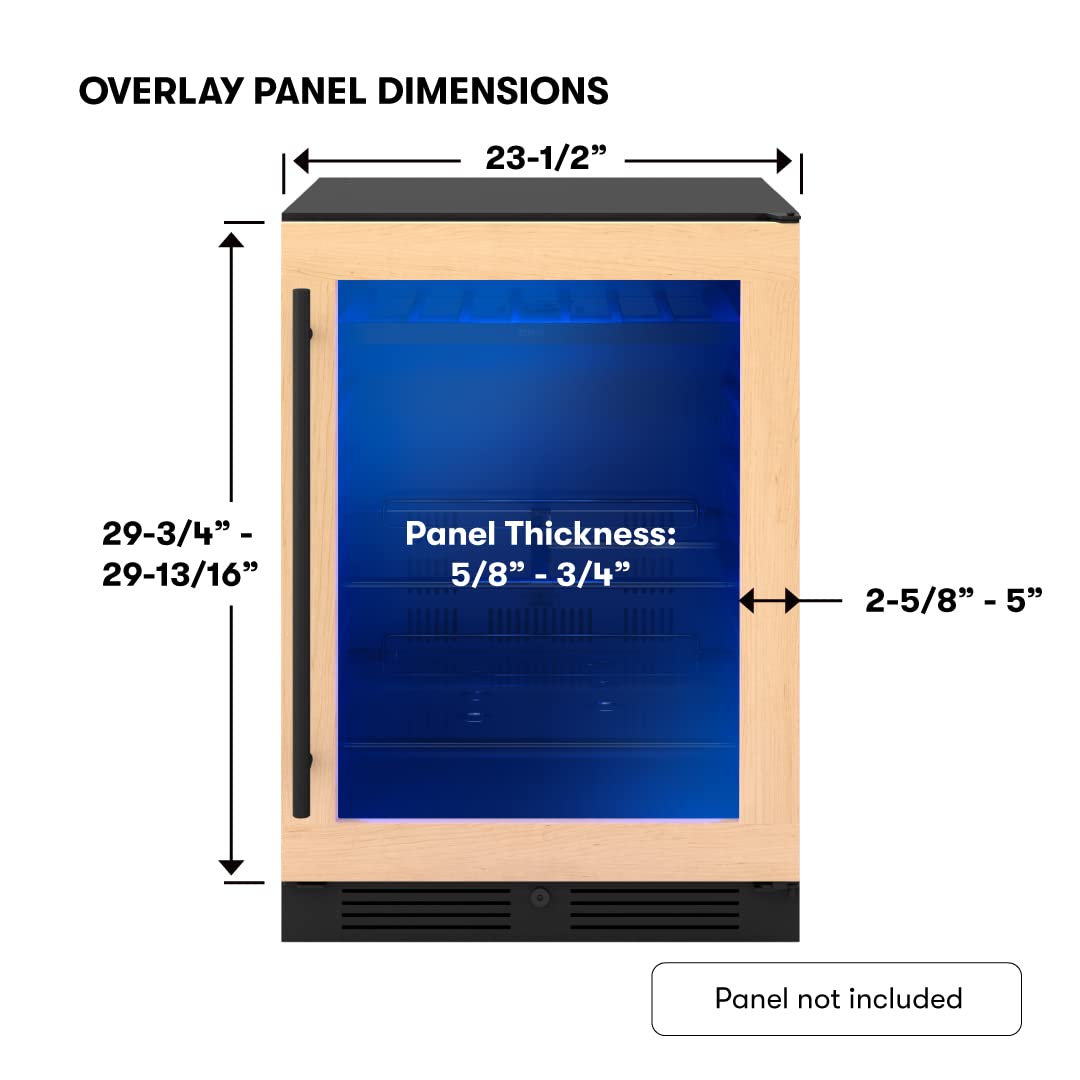 Zephyr Presrv 24 Inch Panel Ready Single Zone Beverage and Wine Fridge 7 bottles, 108x12oz cans Under Counter, Built In Cooler (handle sold separately, wood panels not included)