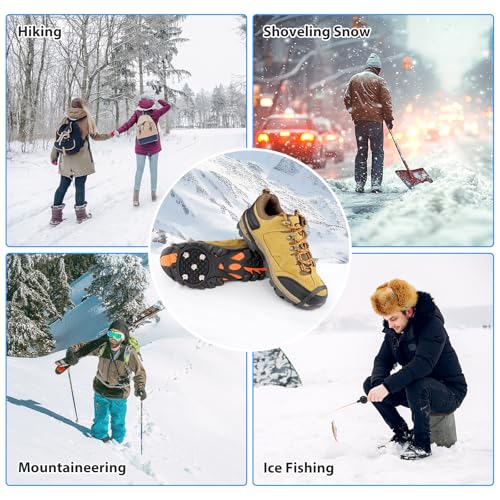 Ice Cleats Crampons for Shoes and Boots - Rotatable Mid-Sole Traction Spikes for Snow, Non-Slip Tungsten Grippers for Men ...