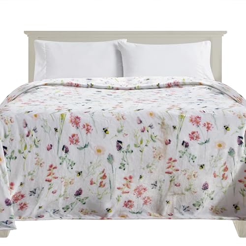 Elegant Comfort Ultra Soft Print Flannel Fleece Bed Blanket, Cozy-Fuzzy Lightweight Bedspread Coverlet, All Season Decorat...