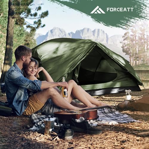 Forceatt Tent for 2 and 3 Person is Waterproof and Windproof, Camping Tent for 3 to 4 Seasons,Lightweight Aluminum Pole Ba...