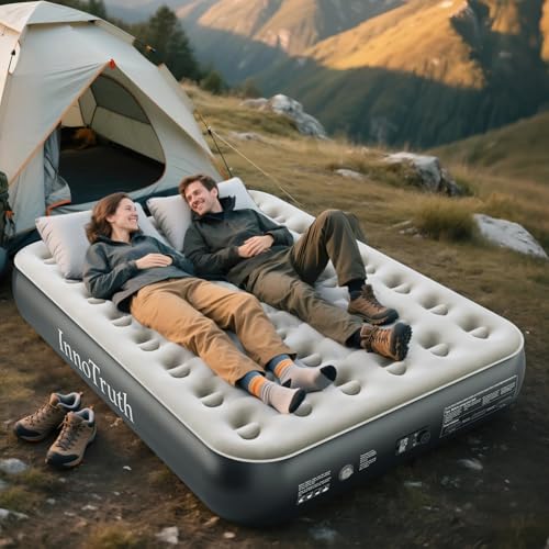 InnoTruth Queen Camping Air Mattress with Built-in Pump, Inflatable Blow up Mattress for Home & Guests, Family Choice Awar...