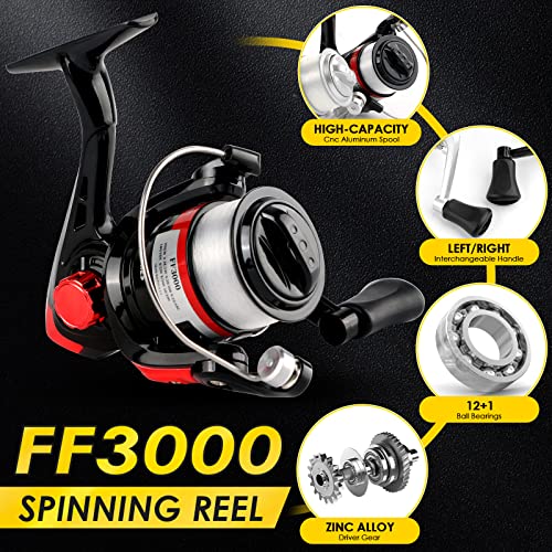 Telescopic Fishing Rod Reel Combo 2PCS 6.89FT Collapsible Fishing Pole Spinning Reel Lures Accessories with Fishing Bag Po...
