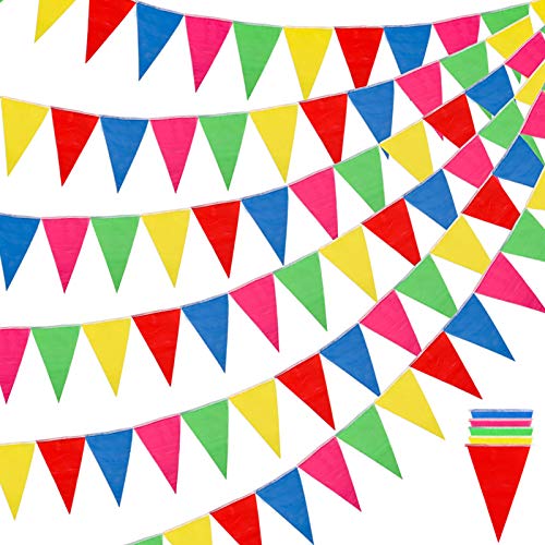 RUBFAC 1020ft 720pcs Colorful Pennant Banner Flags Multicolor Bunting String Triangle Flags Bulk, Garland for Grand Openin...