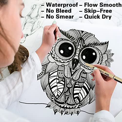 Muchcute Micro Fineliner Drawing Art Pens: 12 Black Fine Line Waterproof Ink Set Artist Supplies Archival Inking Markers L...