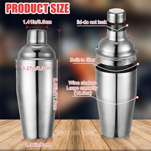 Nitial 6 Pcs Bar Cocktail Shaker Professional Stainless Steel Martini Drink Mixer with Built-in Strainer for Bartending No...